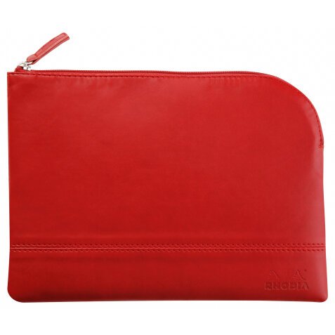 Rhodiarama pochette zippée en simili cuir - taille M (16x22 cm) - Coquelicot