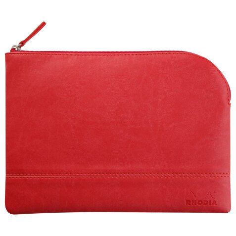 Rhodiarama pochette zippée en simili cuir - taille M (16x22 cm) - Corail