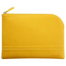 Rhodiarama pochette zippée en simili cuir - taille M (16x22 cm) - Jonquille