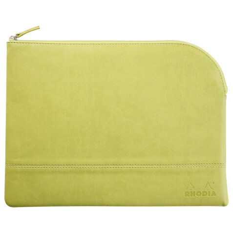 Rhodiarama pochette zippée en simili cuir - taille L (21x28 cm) - Anis