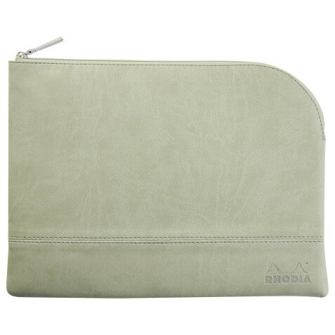 Rhodiarama pochette zippée en simili cuir - taille L (21x28 cm) - Céladon