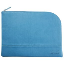 Rhodiarama pochette zippée en simili cuir - taille L (21x28 cm) - Turquoise