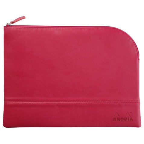 Rhodiarama pochette zippée en simili cuir - taille L (21x28 cm) - Framboise