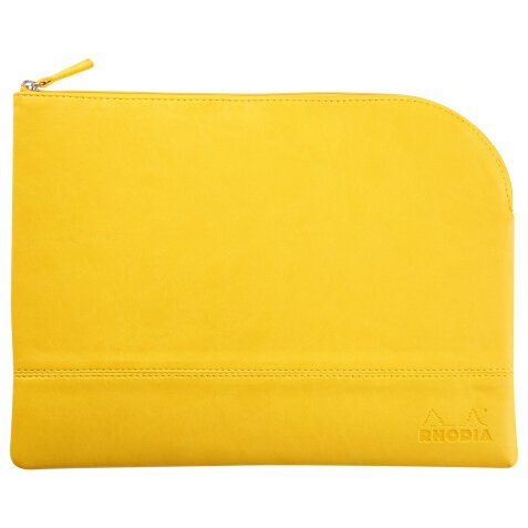 Rhodiarama pochette zippée en simili cuir - taille L (21x28 cm) - Jonquille