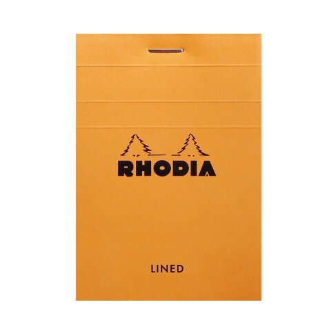 Bloc de bureau Rhodia 7,4 x 10,5 cm agrafé orange n°11 lignées - 80 feuilles