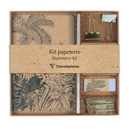 Le cerisier blanc, Kit de papeterie contenant un carnet 11x17 cm 64 pages lignées, un crayon de papier, 2 pinces doubles-clip, 10 trombones et une gomme