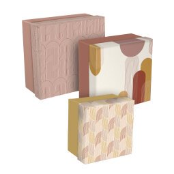 Terracotta, Set de 3 boîtes gigognes carrées 25x25x12 cm, 20x20x11cm, et 16x16x10 cm