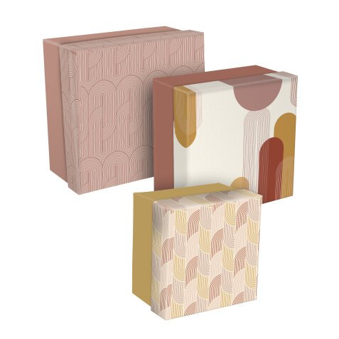 Terracotta, Set de 3 boîtes gigognes carrées 25x25x12 cm, 20x20x11cm, et 16x16x10 cm