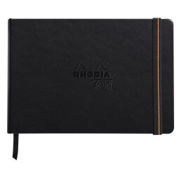 Rhodia Touch - Calligrapher Book - brochure rembordé rigide A5 paysage 64p uni papier simili Japon naturel 250g - Noir