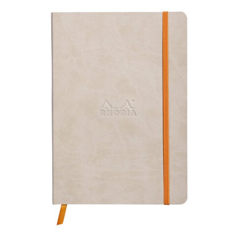 Rhodiarama carnet souple A5 160 pages ligné papier ivoire 90g fermeture élastique - Beige