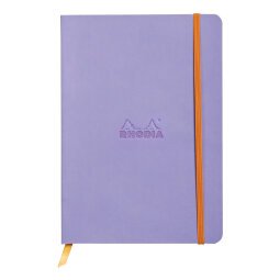 Rhodiarama carnet souple A5 160 pages ligné papier ivoire 90g fermeture élastique - Iris