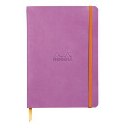 Rhodiarama carnet souple A5 160 pages ligné papier ivoire 90g fermeture élastique - Lilas