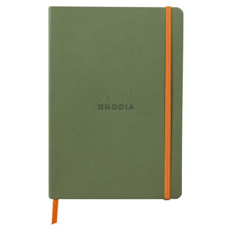 Rhodiarama carnet souple A5 160 pages dot papier ivoire 90g fermeture élastique - Sauge