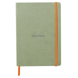 Rhodiarama carnet souple A5 160 pages dot papier ivoire 90g fermeture élastique - Céladon