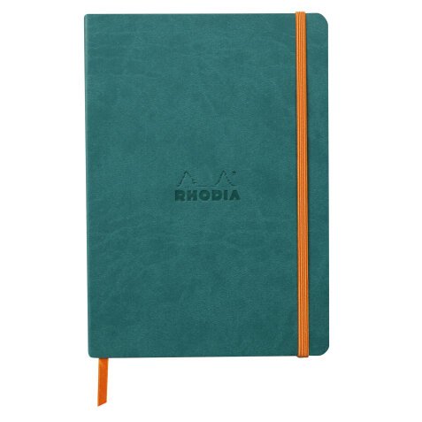 Rhodiarama carnet souple A5 160 pages dot papier ivoire 90g fermeture élastique - Paon