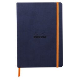 Rhodiarama carnet souple A5 160 pages dot papier ivoire 90g fermeture élastique - Bleu nuit