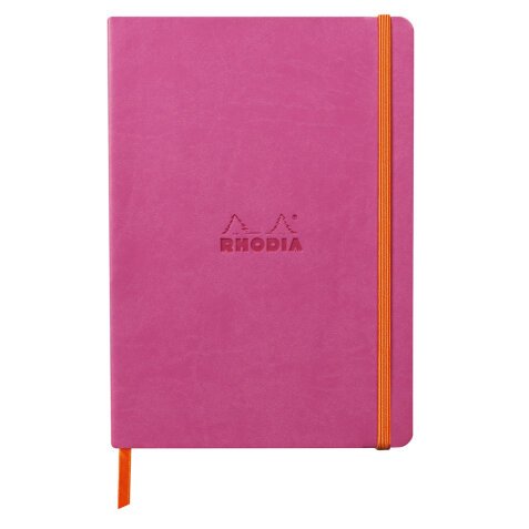 Rhodiarama carnet souple A5 160 pages dot papier ivoire 90g fermeture élastique - Fuchsia