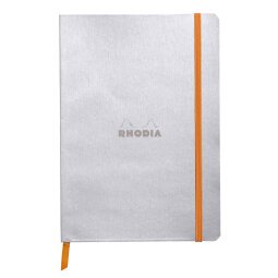 Rhodiarama carnet souple A5 160 pages dot papier ivoire 90g fermeture élastique - Argent