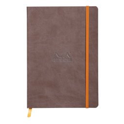 Rhodiarama carnet souple A5 160 pages dot papier ivoire 90g fermeture élastique - Chocolat