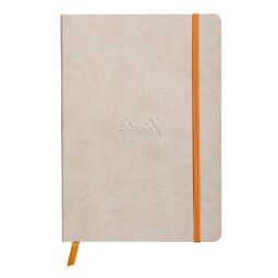 Rhodiarama carnet souple A5 160 pages dot papier ivoire 90g fermeture élastique - Beige