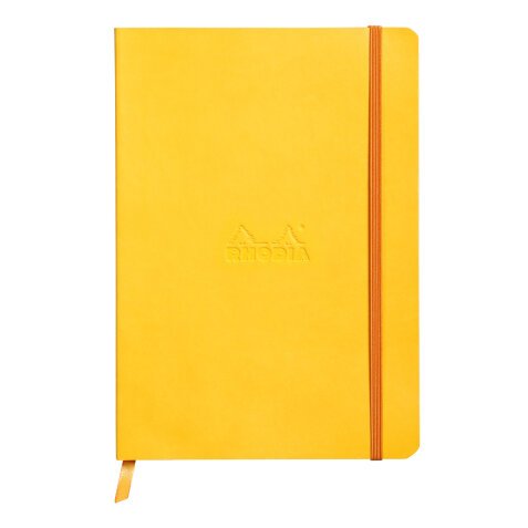 Rhodiarama carnet souple A5 160 pages dot papier ivoire 90g fermeture élastique - Jonquille