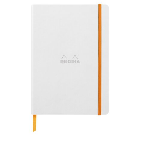 Rhodiarama carnet souple A5 160 pages dot papier ivoire 90g fermeture élastique - Blanc