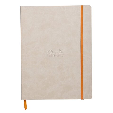 Rhodiarama carnet souple 19x25 cm 160 pages ligné papier ivoire 90g fermeture élastique - Beige