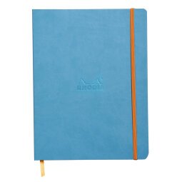 Rhodiarama carnet souple 19x25 cm 160 pages ligné papier ivoire 90g fermeture élastique - Turquoise