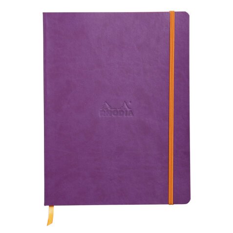 Rhodiarama carnet souple 19x25 cm 160 pages ligné papier ivoire 90g fermeture élastique - Violet