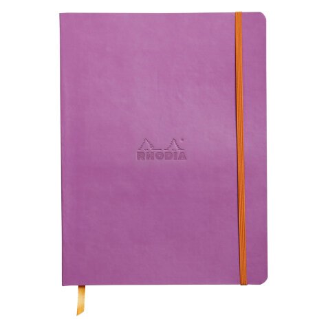 Rhodiarama carnet souple 19x25 cm 160 pages ligné papier ivoire 90g fermeture élastique - Lilas