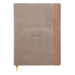 Rhodiarama carnet souple 19x25 cm 160 pages dot papier ivoire 90g fermeture élastique - Taupe