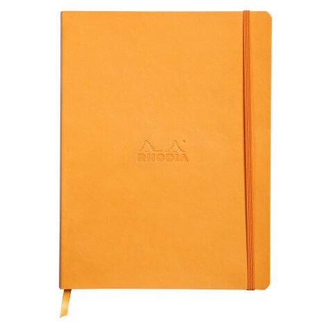 Rhodiarama carnet souple 19x25 cm 160 pages dot papier ivoire 90g fermeture élastique - Orange