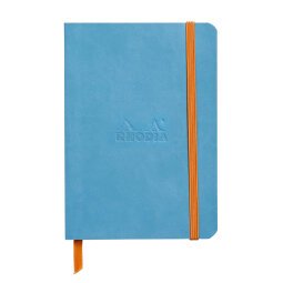 Rhodiarama carnet souple A6 144 pages ligné pap ivoire 90g fermeture élastique - Turquoise