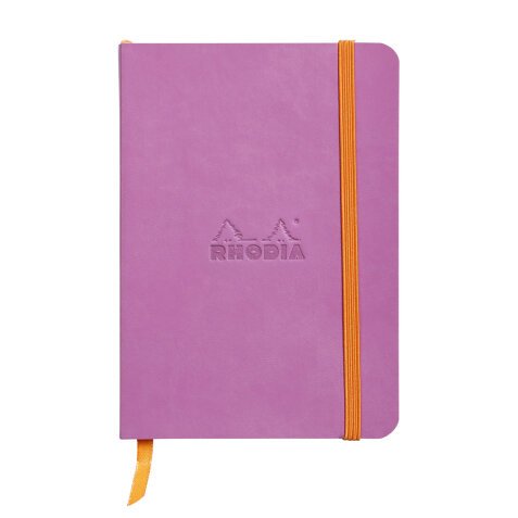 Rhodiarama carnet souple A6 144 pages ligné papier ivoire 90g fermeture élastique - Lilas