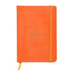 Rhodiarama carnet souple A6 144 pages ligné pap ivoire 90g fermeture élastique - Tangerine