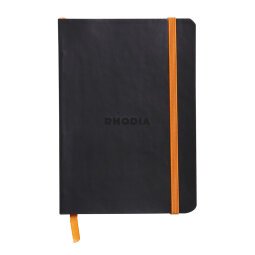 Rhodiarama carnet souple A6 144 pages dot papier ivoire 90g fermeture élastique - Noir