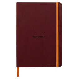 Rhodiarama carnet souple A5 160 pages ligné papier ivoire 90g fermeture élastique - Lie de vin