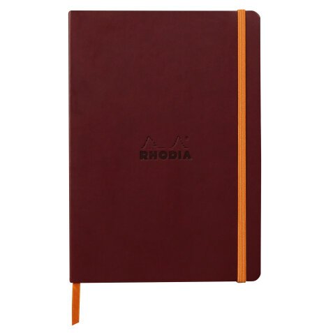 Rhodiarama carnet souple A5 160 pages ligné papier ivoire 90g fermeture élastique - Lie de vin