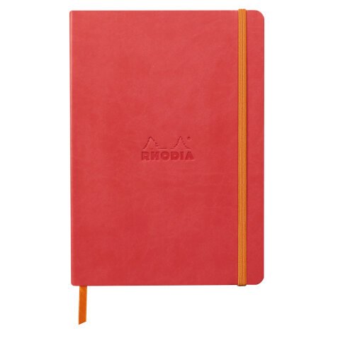 Rhodiarama carnet souple A5 160 pages ligné papier ivoire 90g fermeture élastique - Corail