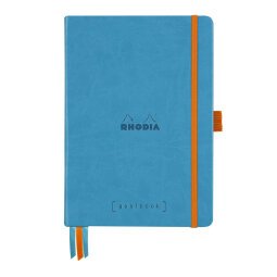 Rhodiarama Goalbook rembordé rigide A5 240 pages dot papier blanc 90g - Turquoise