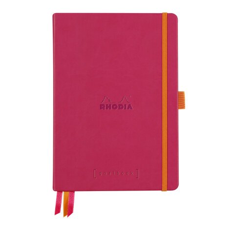 Rhodiarama Goalbook rembordé rigide A5 240 pages dot papier blanc 90g - Framboise