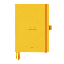 Rhodiarama Goalbook rembordé rigide A5 240 pages dot papier blanc 90g - Jonquille