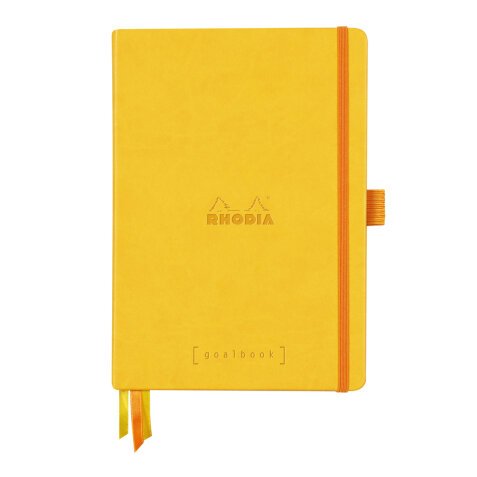 Rhodiarama Goalbook rembordé rigide A5 240 pages dot papier blanc 90g - Jonquille