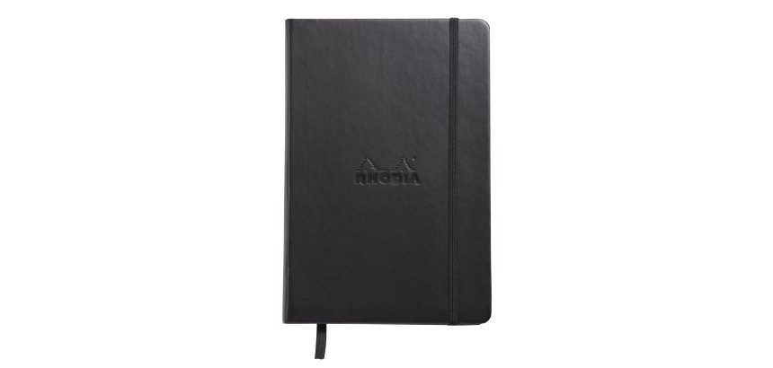 Carnet Webnotebook Rhodiarama noir 14,8 x 21 cm fermeture élastique ligné -192 pages