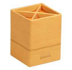 Pot à crayons, en similicuir, orange