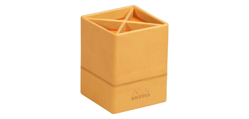 Pot à crayons, en similicuir, orange