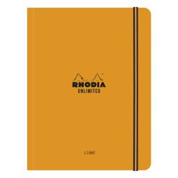 Rhodia Unlimited A5+ 16x21 cm 120 pages ligné avec cadre détachables microperforé avec élastique - Orange