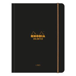 Rhodia Unlimited Notizbuch mit Gummizug A5+ 60 Blatt kariert schwarz - Schwarz