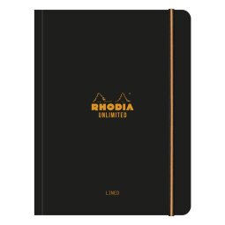 Rhodia Unlimited A5+ 16x21 cm 60 blad Q5x5mm - met hoofding - uitscheurbaar - microperforatie + elastieksluiting - Zwart