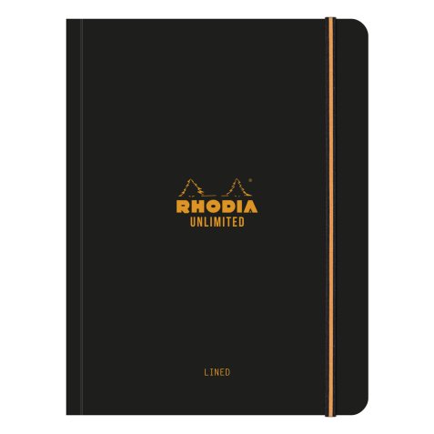 Carnet encollé Rhodia Unlimited 16 x 21 cm noir ligné - 120 pages